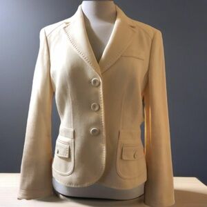 Ann Taylor 100% wool Winter white jacket Sz 8